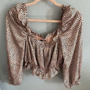 Satin pink dotted blouse